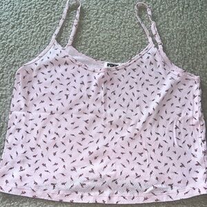 🆕 Victorias Secret PINK rose bud spaghetti strap tank top sz XL